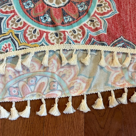 Bohemian Mandala Print Multicolor Swim Cover-Up with Tassels. One size. - Picture 4 of 9